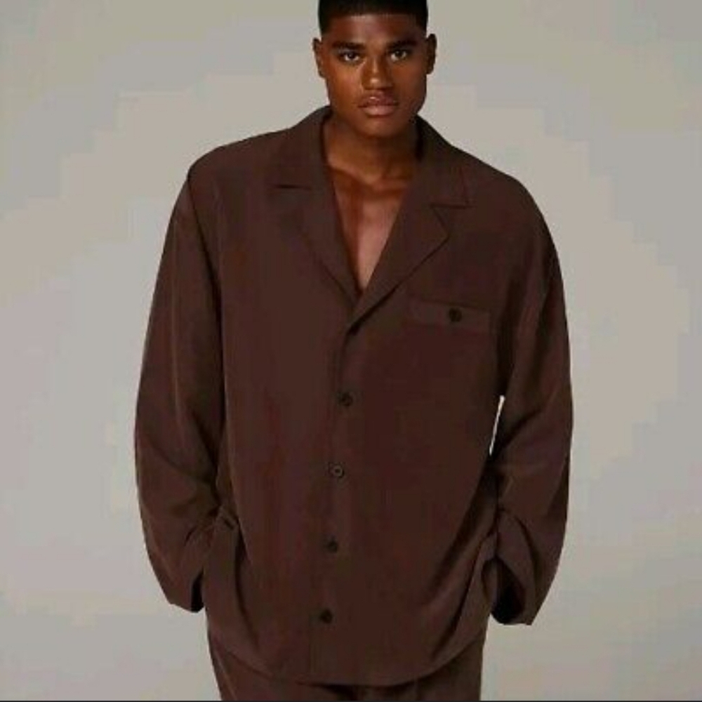 Savage X Fenty Monogram Voile Brown Oversized Sleep Top